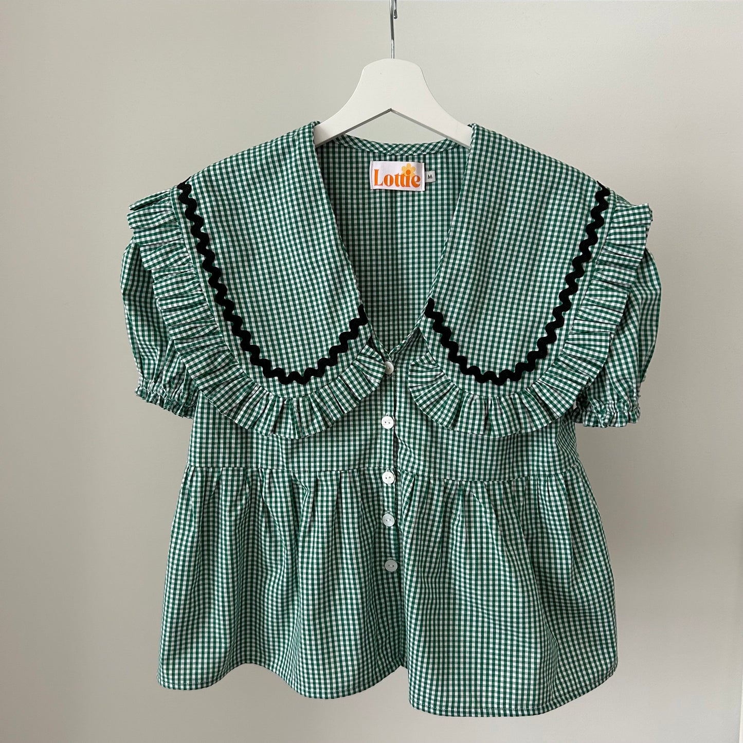 The Betsy Blouse in Green Gingham