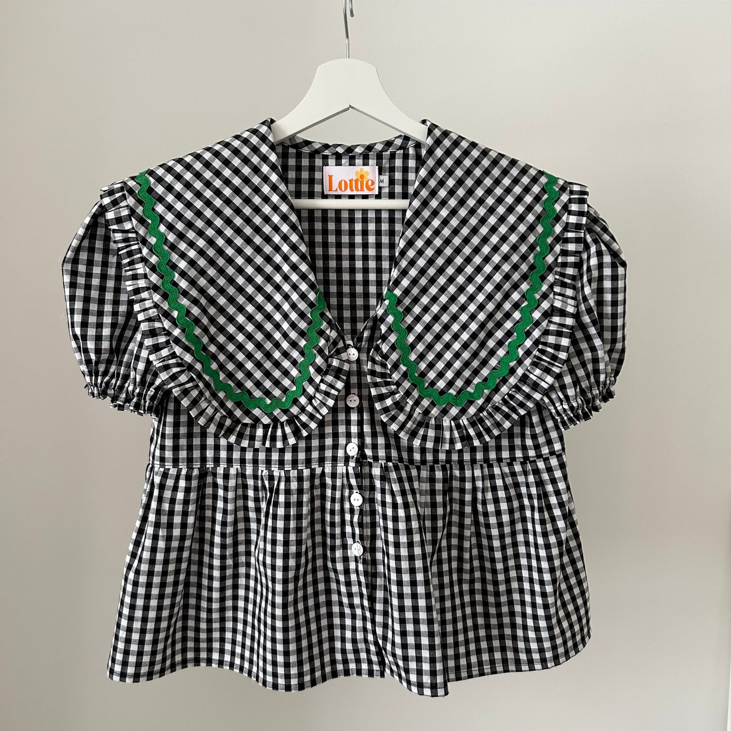 The Betsy Blouse in Black Gingham