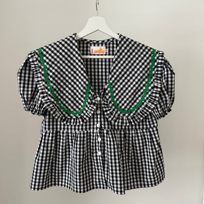 The Betsy Blouse in Black Gingham
